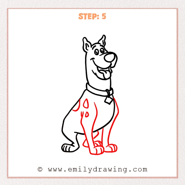 how to draw a scooby doo - Step 5